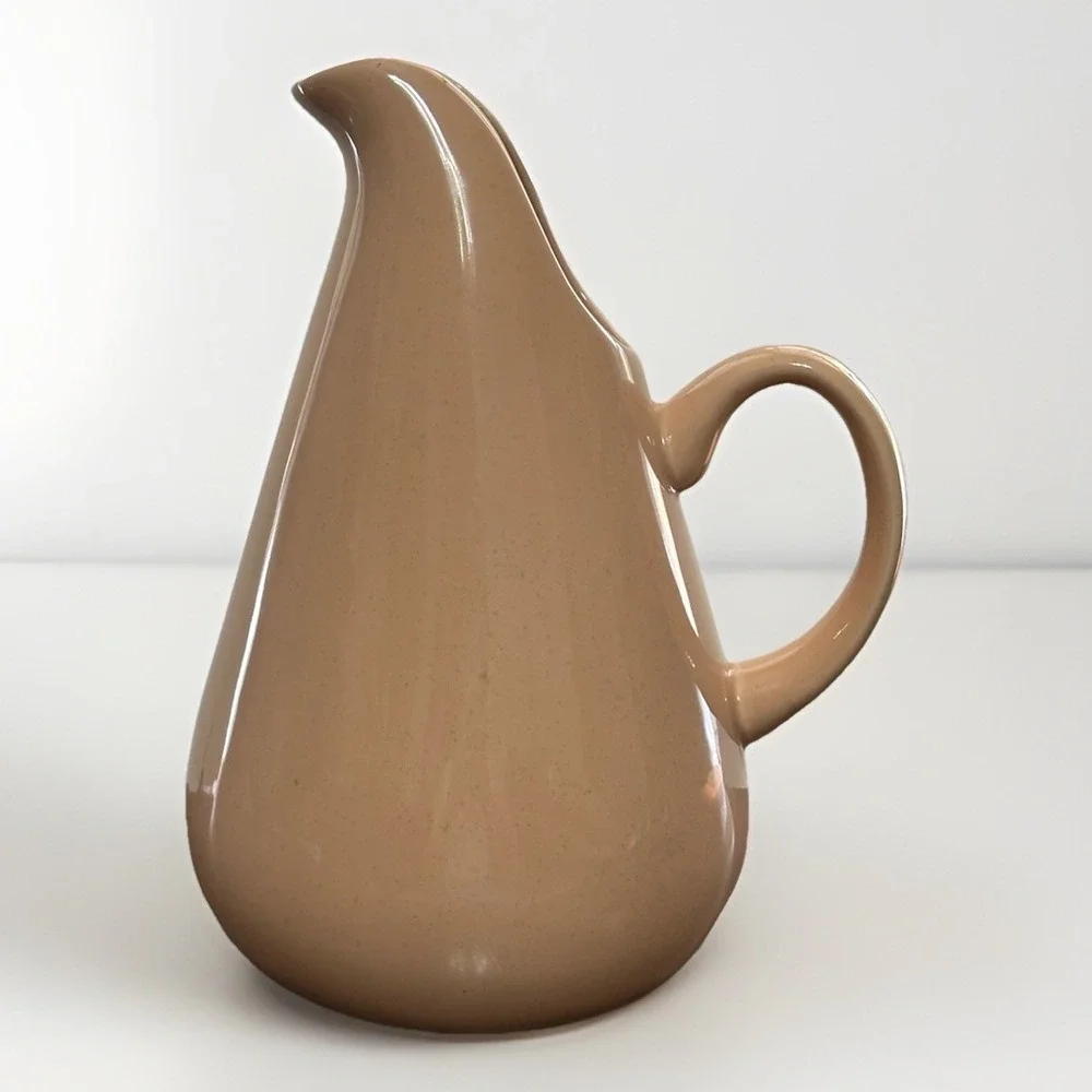 Russel Wright Oneida Coral Speckled Stoneware Pitcher Mid Century Modern Design